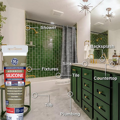 GE Advanced Silicone Caulk for Kitchen & Bathroom – 100% Waterproof Silicone Sea