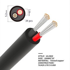 18 Gauge Electrical Wire 2 Conductor UL Certification 33FT 18/2 Tinned Copper