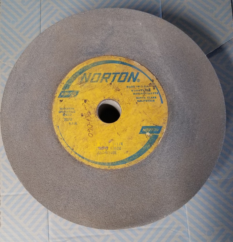 Norton Grinding Wheel NOS 12x3x1-1/4 A60-5VBE , 2070RPM’s E6-984-060