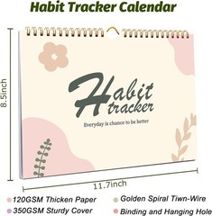 Habit Tracker Calendar – 12 Months Undated Daily Goal and beige