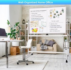 Rolling Whiteboard Magnetic Double Sided Dry Erase Board Stand & Wheels 48 X 36″