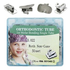 50 Set tubos de ortodoncia Roth MBT 022 1st 2nd Molar Bondable Tubes Mesh Base