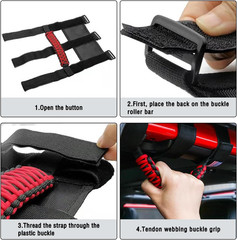 Roll Bar Grab Handles – Durable Paracord with Metal Buckle, Compatible with Jeep