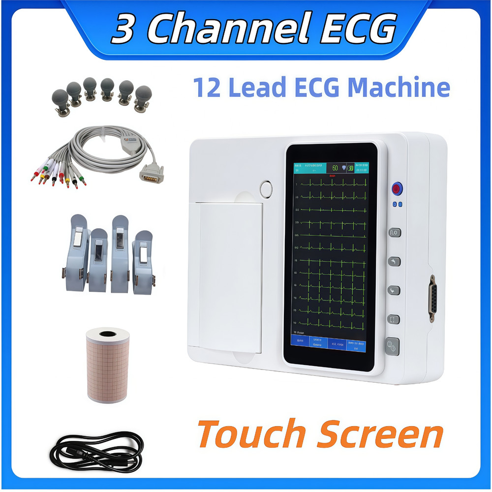 12 Leads 3 Channels ECG EKG Machine 7 Inch Touch Screen WIth PC Software