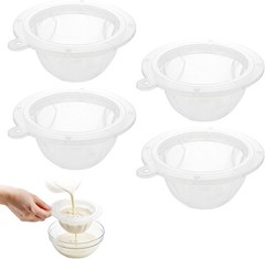 4 Pack Food-Grade Plastic Strainers, Filter Juice for Soybean Milk, Tea, Coffee,