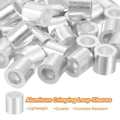 40Pcs Aluminum Crimping Loop Sleeve for 1/4″ Diameter Wire Rope, Round