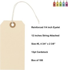 Durable Hang Tags with String – Box of 100 – Versatile Labeling Solution