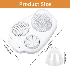 3-in-1 Egg Slicer for Hard Boiled Eggs, Multiple Slice 7.9×5.7×1.57in, White