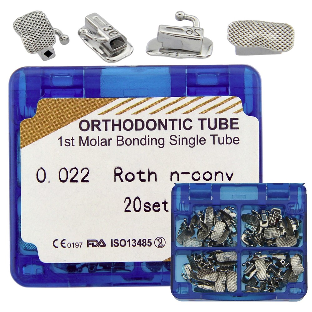 20 Sets Dental Orthodontic Buccal Tubes Bondable Roth 0.022 1st Molar Brackets