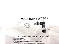 Mencom MDC-4MP-FW09-R Cable Connector M12 Plug, 4 Pole, Male Right Angle, PG 9