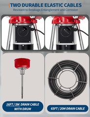 Auto-Feed Drain Auger Sewer Snake,Drain Cleaner Machine for 3/4″-4″ Pipes,Cables