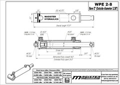 Hydraulic Cylinder Welded Double Acting 2″ Bore 8″ Stroke PinEye End 2х8