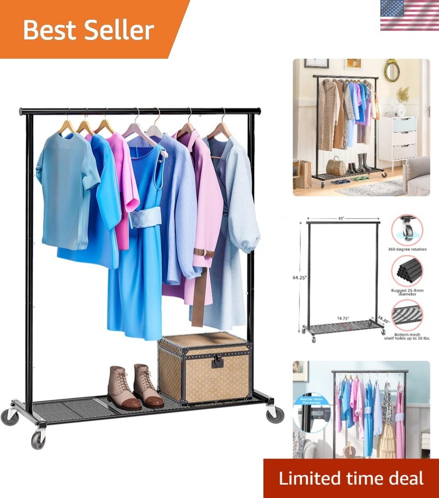 Clothing Clothes Rack on Wheels Heavy Duty Portable Wardrobe Storage