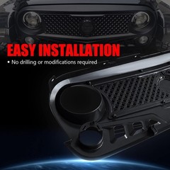 Front Grill with Mesh Matte Black Grille For Jeep Wrangler 2007-2018 Rubicon