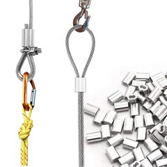 Aluminum Crimping Loop Sleeves Cable Crimp for 1/8 Inch Wire Rope Cable 100pcs