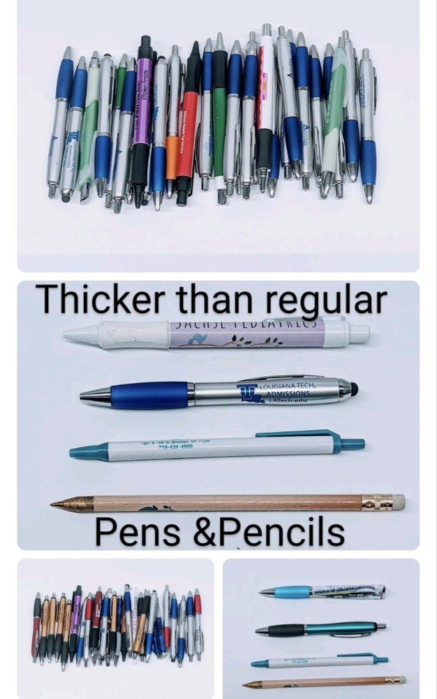 30ct Lot Retractable Misprint Pens Thick Barrel Rubber Grip: MIXED COLORS/STYLES