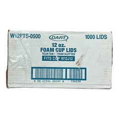 Dart Straw Tear Tab Slotted Lids For 12 oz Foam Cups 1000 Ct