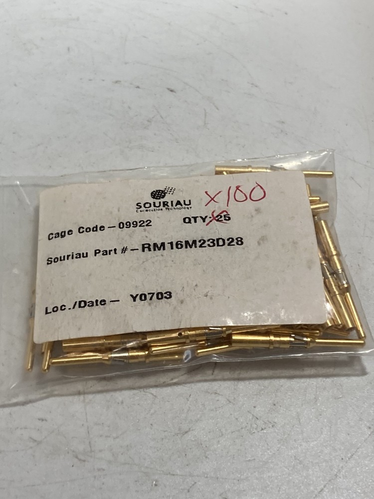 SOURIAU RM16M23D28 CIRCULAR CONTACT MALE PIN 16AWG CRIMP (LOT OF 100) NIB