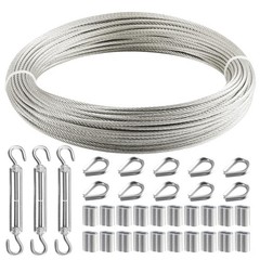 1/8 Inch Wire Rope, 120FT Stainless Steel Cable, 7X7 Strands Steel Wire Kit with