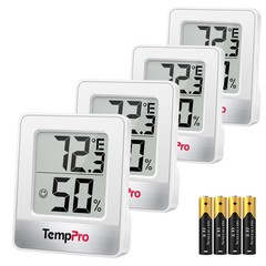 TempPro TP49 4 Pieces Digital Hygrometer Indoor oyster white, Oyster White