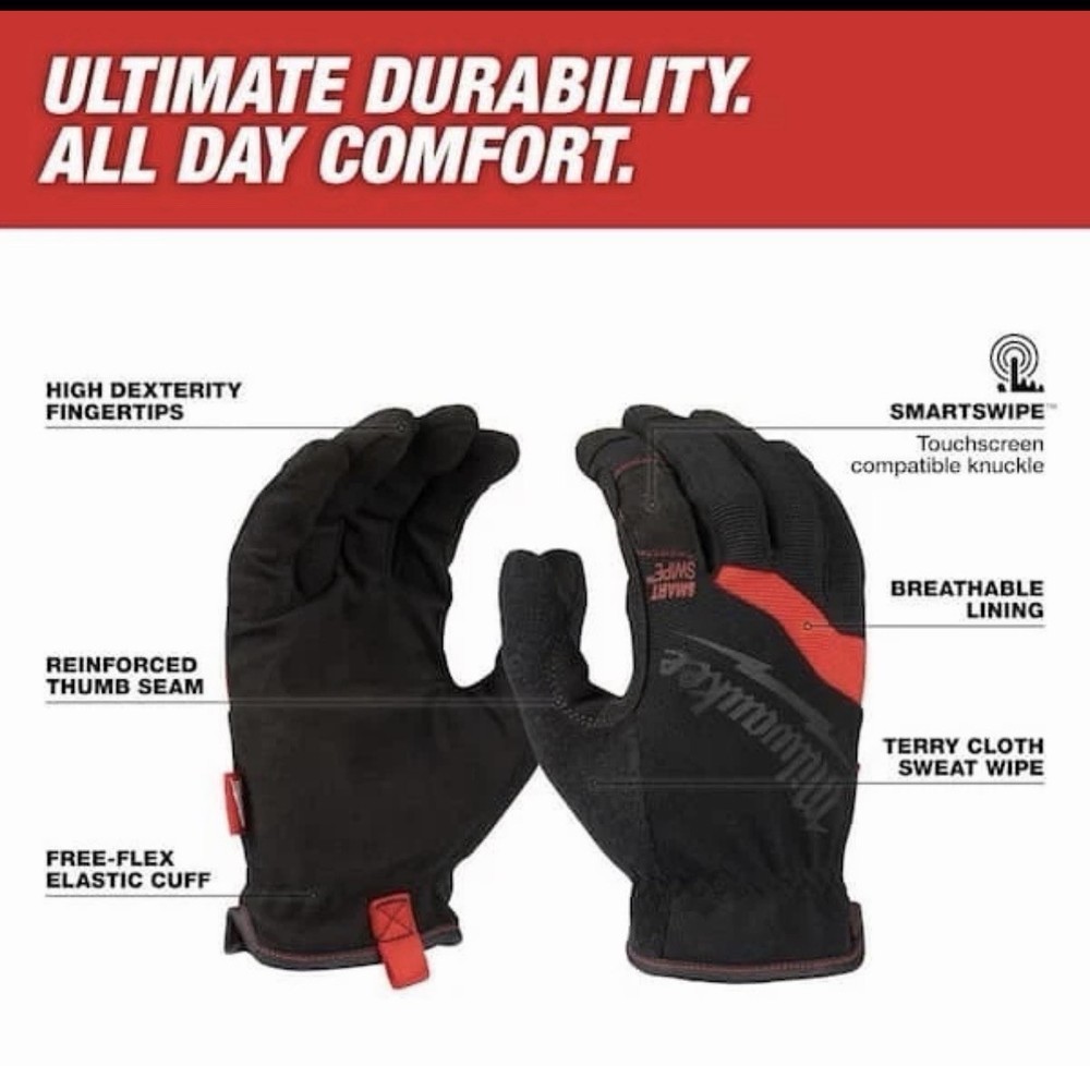 Milwaukee 48-22-8713 FreeFlex Spandex/Synthetic Leather Work Gloves Size XL