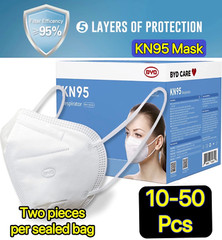 10/50 Pcs White KN95 Protective 5 Layer Face Mask BFE 95% BYD Disposable Masks