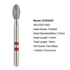 Diamond Burs Zirconia Cutting Round End Taper Cylinder Football Ball Fine Medium