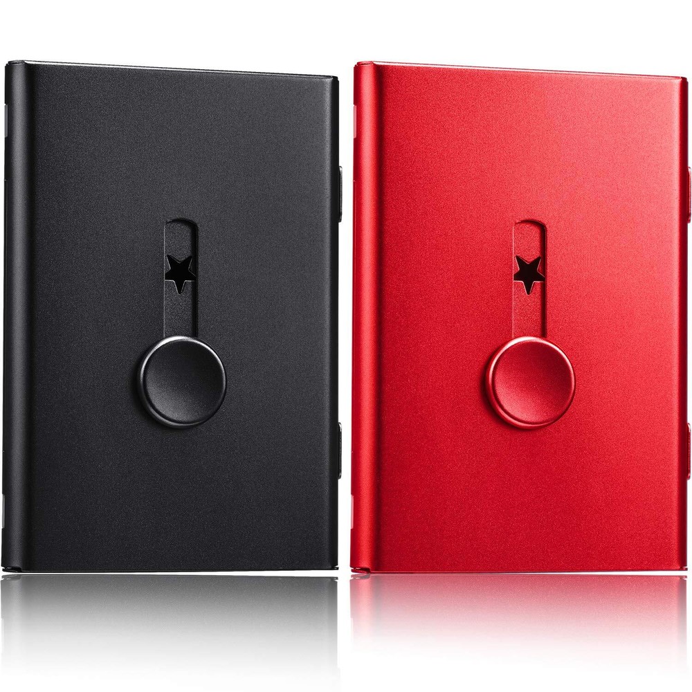 2 Pack Thumb Drive Business Card Holder Stainless Steel Slide Out Name Card Case