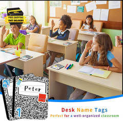 24PCS Composition Name Tags Stickers – Notebook Classroom Decor Name Tags for Lo