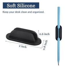 ZUFECY 6 Pack Adhesive Pencil Holders for Desk, Flexible Black Silicone Pen H…