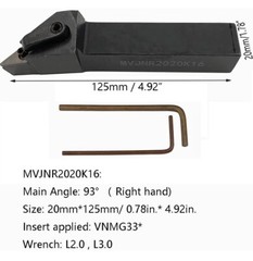 20mm MVJNR2020K16 93° Lathe External Turning Tool Holder + 5* VNMG160404 Inserts