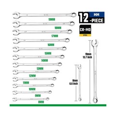 SK 6 Point Bolt Extractor Wrench, Metric 8 to 19mm, 12-Piece, Extra Long Comb…
