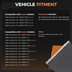 A/C Condenser for EL 1997-2000 Civic 1996-2000 1.6L GNC with Receiver Drier