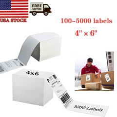 1000 4×6 Fanfold Thermal Labels Direct Shipping Label for Zebra Rollo Printers