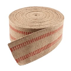 YaeCCC Craft Jute Webbing Tape, 20 Yards Width 3.5″ Roll Natural Burlap Red L…