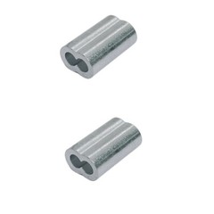 2 Pc 3/8″ Aluminum Sleeve Wire Rope Swage Crimp Clip Duplex Oval Sleeves