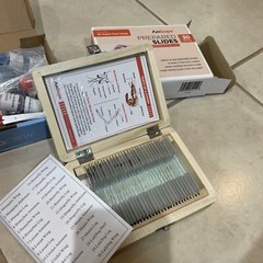 AmScope 30pc Prepared Slides Insects & Fact Cart Set + Deluxe Slide Prep Kit NEW
