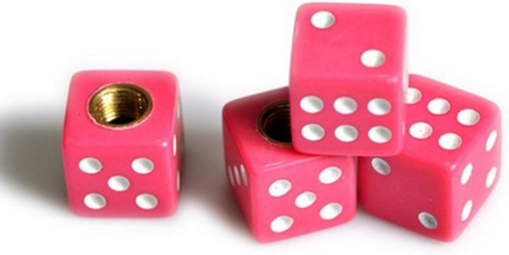 4pcs/Set Dice Tire Air Valve Stem Caps for Car Truck Bike ATV Whee Color: Pink