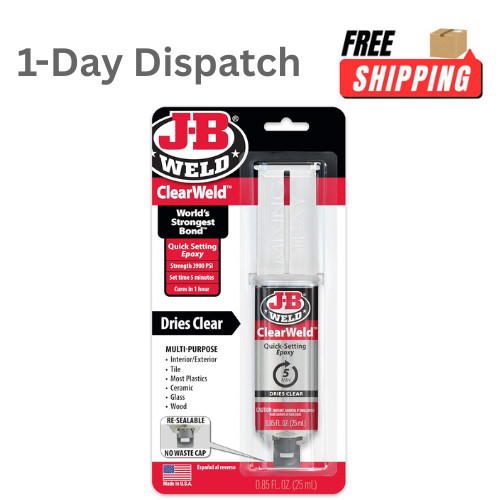 J-B Weld ClearWeld 5 Minute Epoxy Syringe 25ml Strong Clear Adhesive