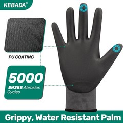 W1 Work Gloves for Men and Women, PU Coated Safety Gloves with Grip, Touchscr…