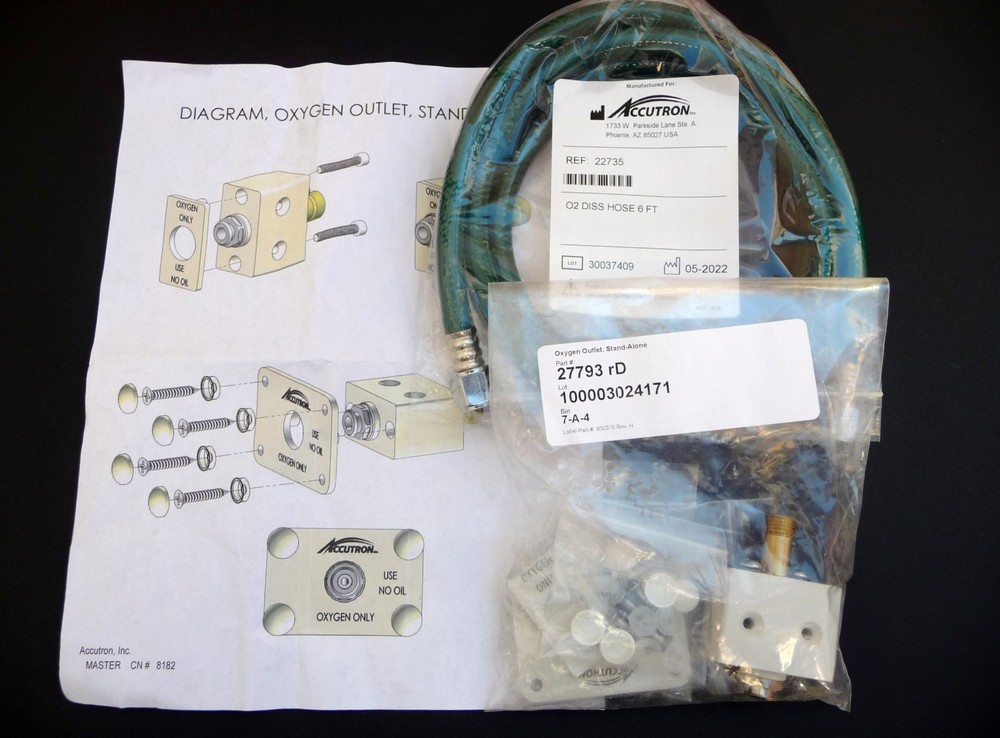 Accutron 27793, Oxygen Outlet, Stand-Alone With Female Q/C W/ 6 ft O2 Diss Hose