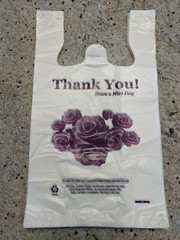 Heavy Duty T-Shirt Bag Flower Thank You Plastic Carry Out Bag 17″ x 10″ x 6″