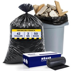 Plasticplace Contractor Trash Bags 42 Gallon 4.0 Mil Black Heavy Duty Garbage
