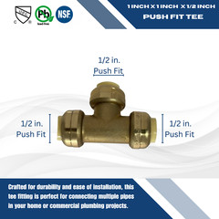 PUSH FIT TEES 1/2″ X 1/2″ X 1/2″ (10 PIECES) – LEAD FREE BRASS