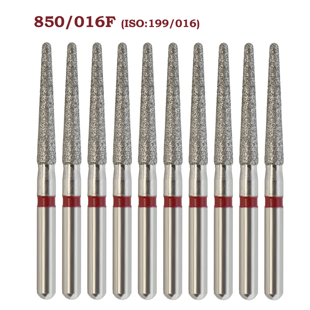 Dental Diamond Burs FG 850/016F Round End Taper Fine Grit Red High Speed Dia Bur