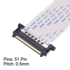 FFC FPC Cable 0.5mm Pitch 51 Pin 600mm Flat Ribbon Cable for LCD Screen