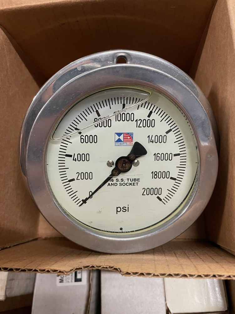 Stewarts USA Pressure Gauge, 0-20,000 Psi, stainless steel case