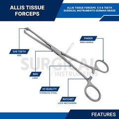 Set Of 2 Pcs Allis Tissue Forceps Clamps 5×6 Teeth 7″+10″ Surgical German Grade