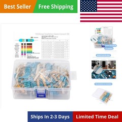 1W Metal Film Resistors Kit – 1220-Piece 122 Values 0.33Ω-2.2MΩ, ±1% Toleranc…