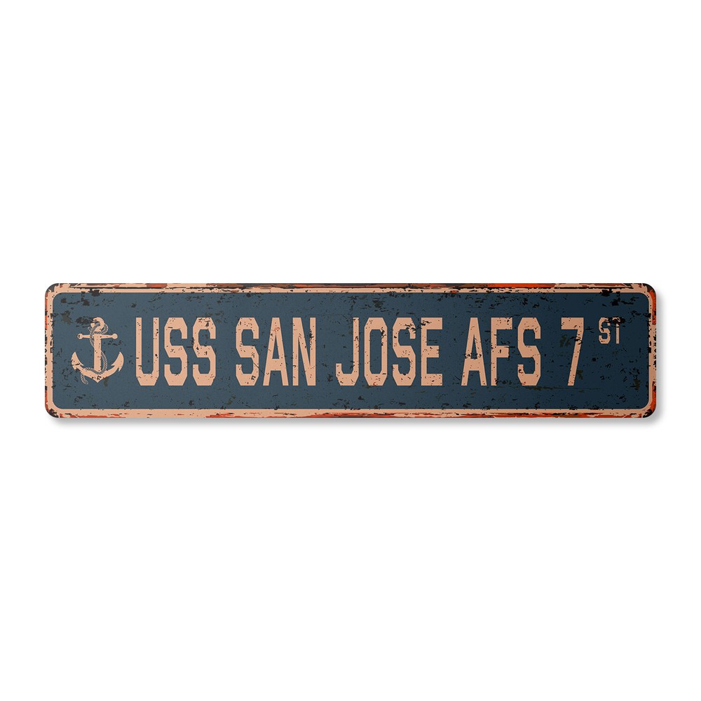USS SAN JOSE AFS 7 Vintage Street Sign us navy ship veteran sailor rustic gift